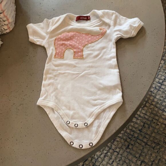 Milkbarn elephant onesie white and pink 3-6 month - Picture 2 of 6